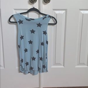 Blue and black starry tank top